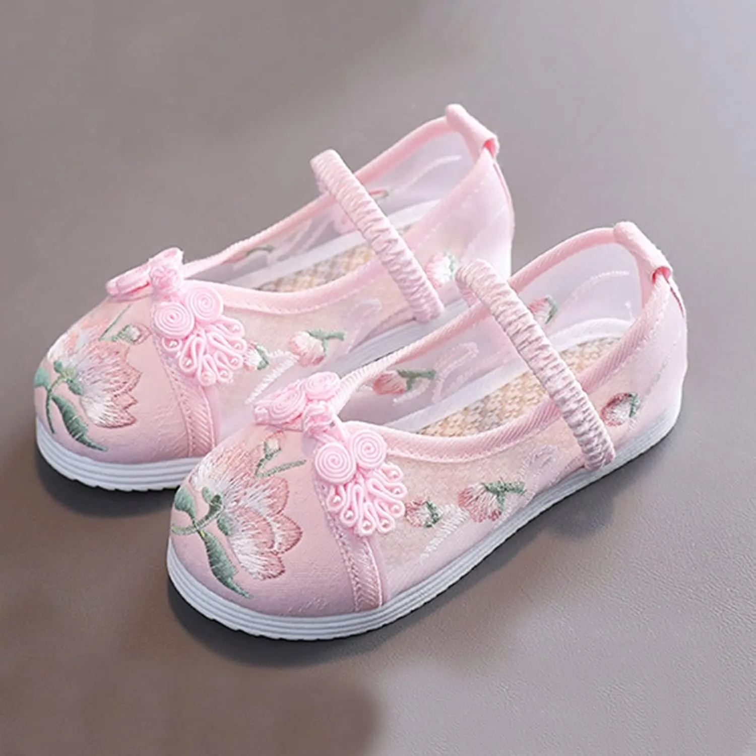 Chinese Traditional Embroidered Costume Shoes Girls Ancient Round Toe Floral Flat𝘀 Fairy Cheongsam Dress Up Shoes