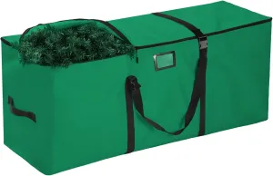Christmas Tree Storage Bag, Fits Up to 7.5 Ft Xmas Trees, Heavy Duty Anti-Tear 600D Oxford with Reinforced Handle Dual Zippers Wide Opening, Exterior Pockets, Extra Large Moving Bags (Green)