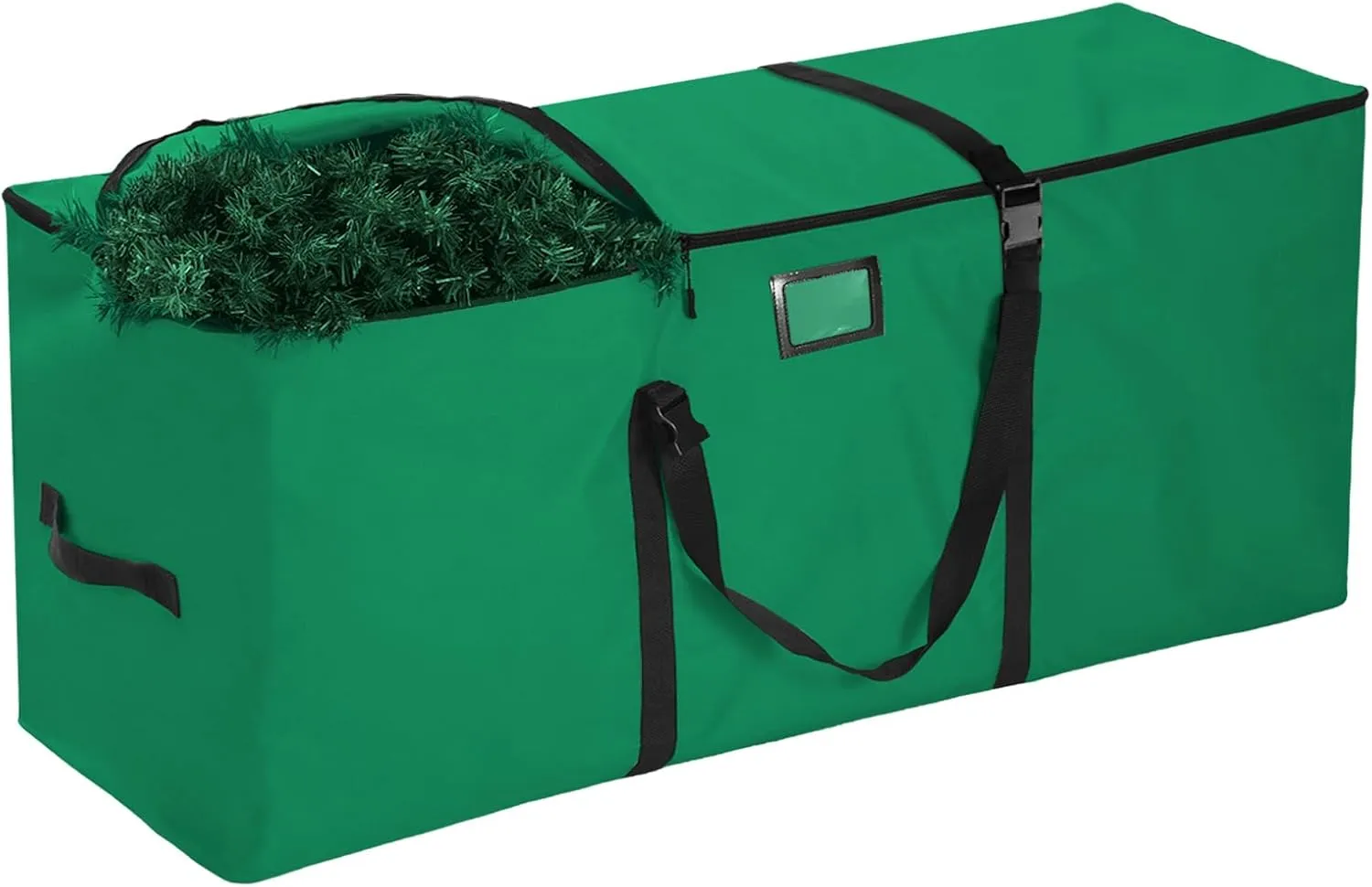 Christmas Tree Storage Bag, Fits Up to 7.5 Ft Xmas Trees, Heavy Duty Anti-Tear 600D Oxford with Reinforced Handle Dual Zippers Wide Opening, Exterior Pockets, Extra Large Moving Bags (Green)