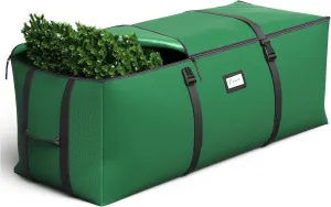 Christmas Tree Storage Bag, Fits Up to 9 Ft Artificial Christmas Tree with Buckle Straps & Dual Zippers & Handles, 600D PVC Durable Waterproof Material Protects from Dust (Green)