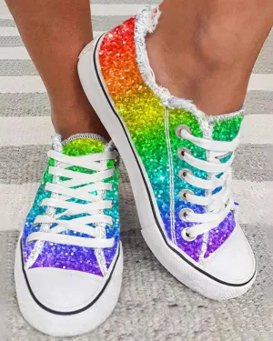 Cinco De Mayo Ombre Raw Hem Canvas Sneakers