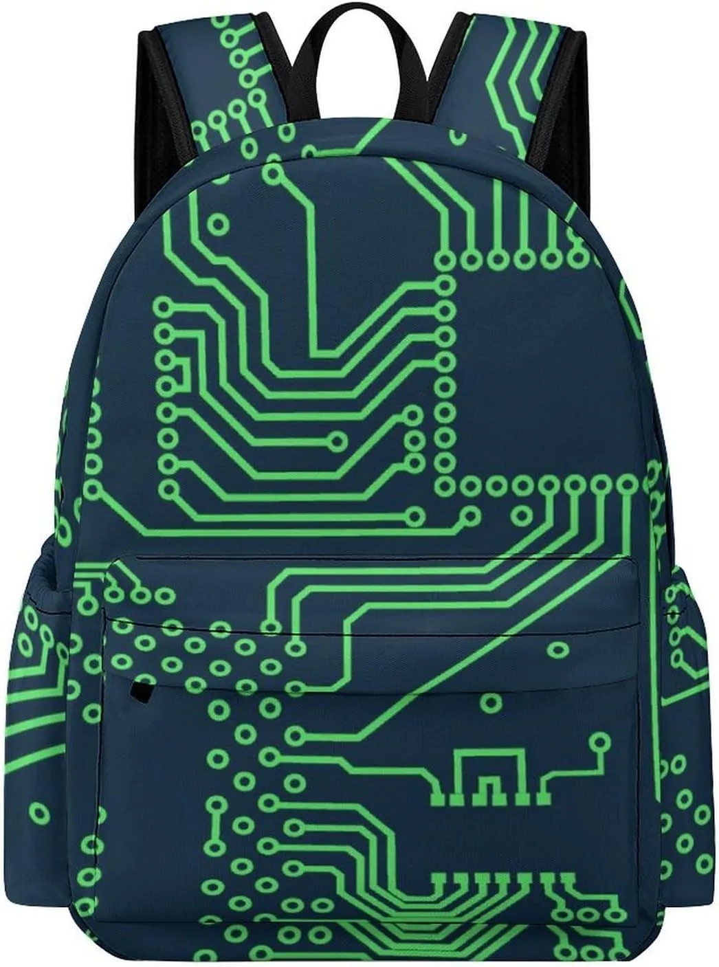 Circuit Board Pattern Unisex Backpack Casual Daypacks Half Print Shoulders Bag for Camping Hiking Travel Gear