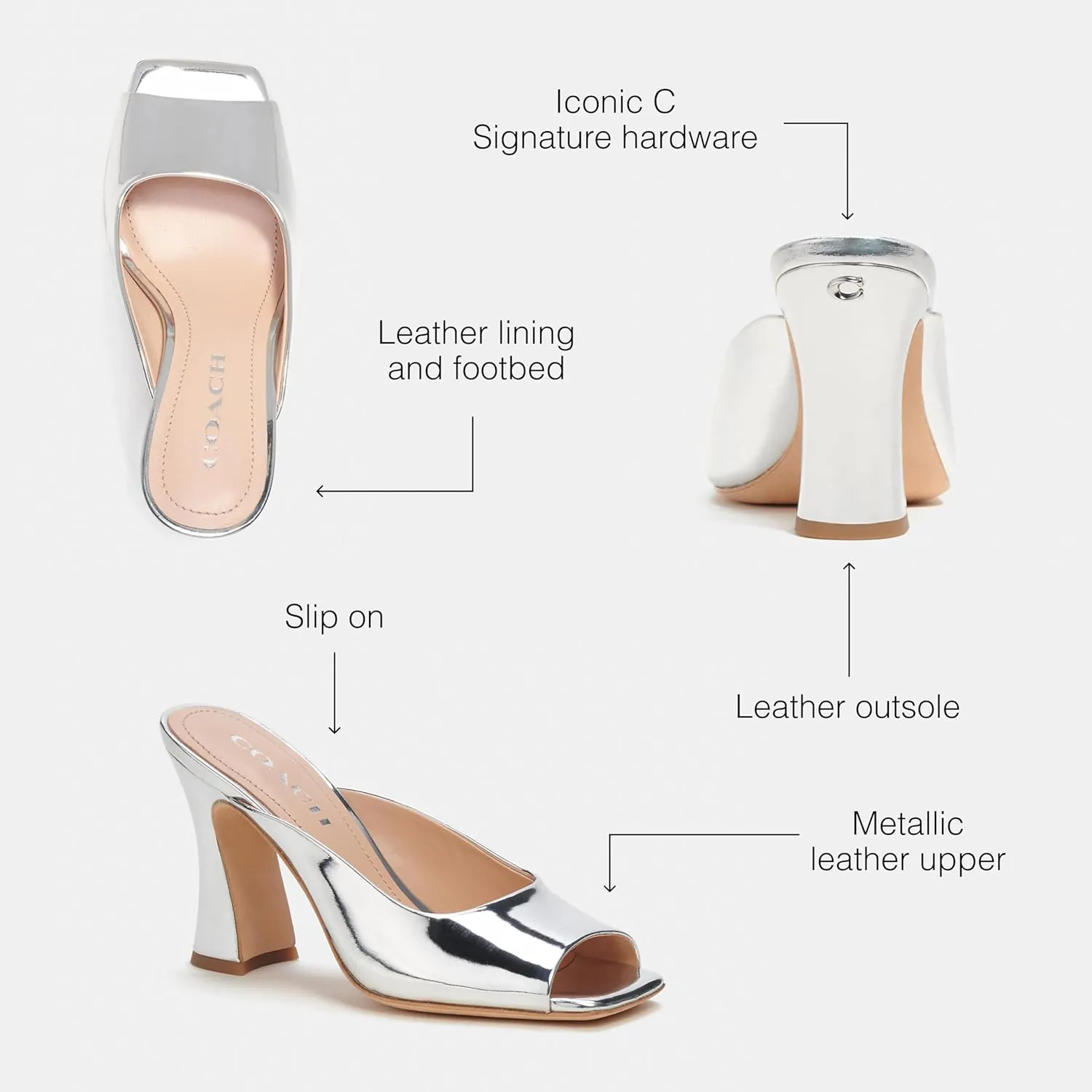 Coach Women's Laurence Metallic Leather Sandal