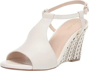 Cole Haan Womens Maddie Leather Ankle Strap Wedge Sandals Ivory 8.5 Medium (B,M)