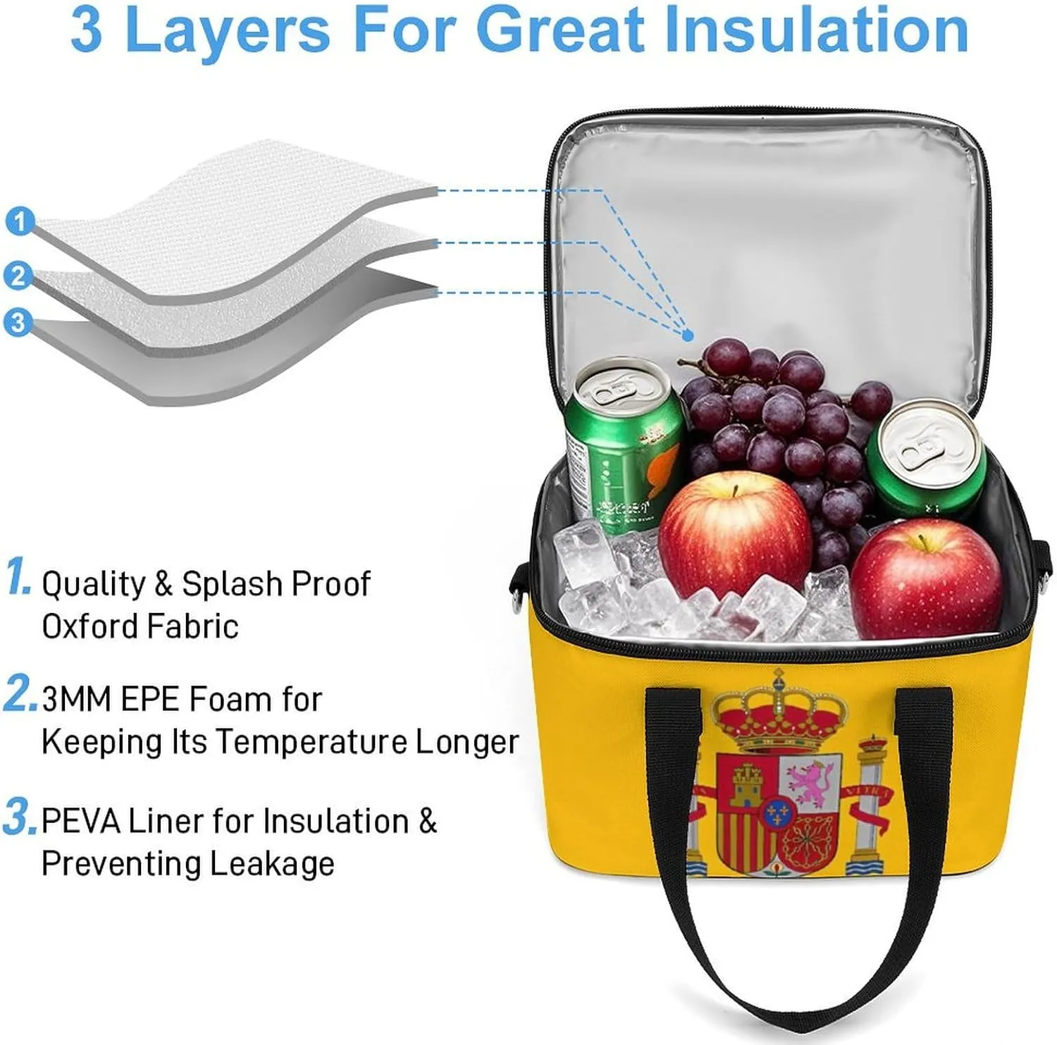 Collapsible Cooler Bag Camping Cooler Tote Lunch Cooler Insulated Waterproof Lunch Box for Picnic Beach Travel
