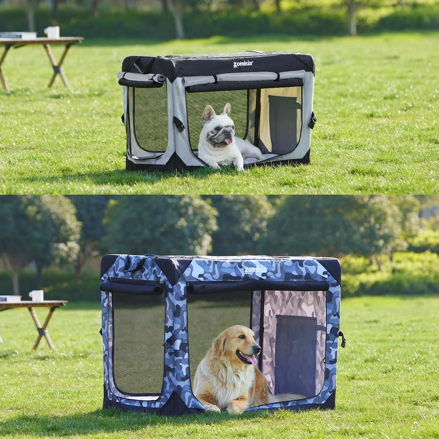 Collapsible Dog Crate for Medium Dogs - 30 Inch Portable Dog Travel Crate Soft Sided with Breathable Mesh Windows, Foldable Dog Kennel for Indoor and Outdoor, Grey