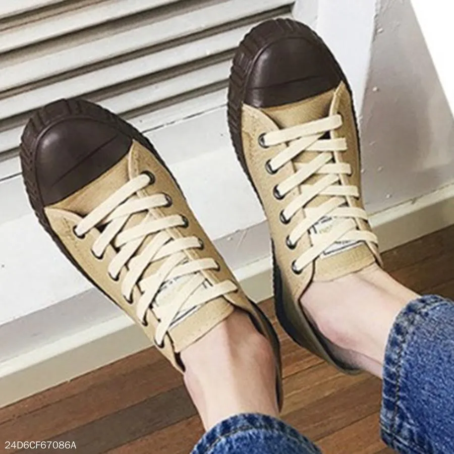 Color Block  Flat  Criss Cross  Round Toe  Casual Sneakers