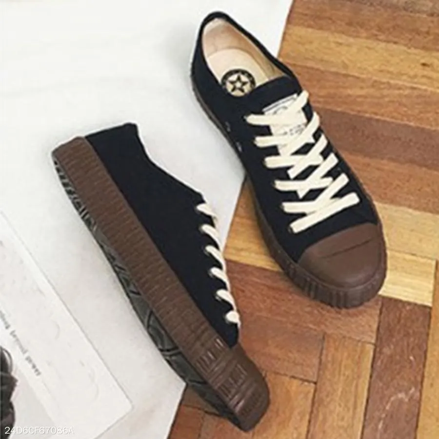 Color Block  Flat  Criss Cross  Round Toe  Casual Sneakers