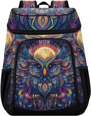 Color Owl Boho Cooler Backpack Cooler Insulated Leak Proof Lunch Backpack 36 Cans Waterproof Soft for Men Women Picnic Hiking Camping Beach