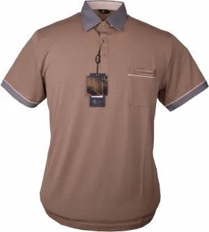 Contrasting Collar & Cuff Patterned Jersey Polo Shirt Stone