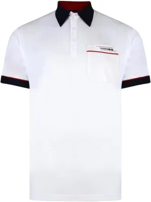 Contrasting Collar & Cuff Patterned Jersey Polo Shirt White