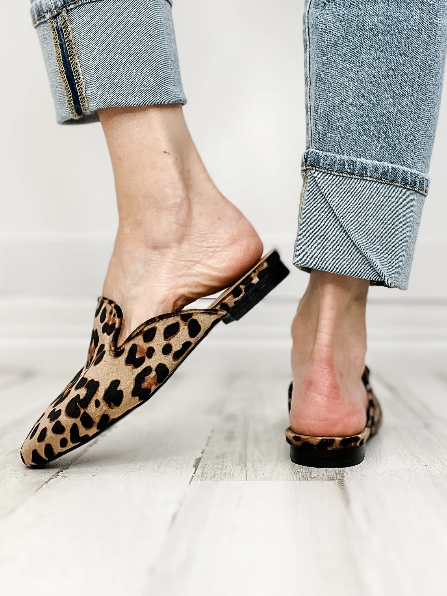 Corkys Spotlight Slip On Mule Shoes in Leopard Velvet