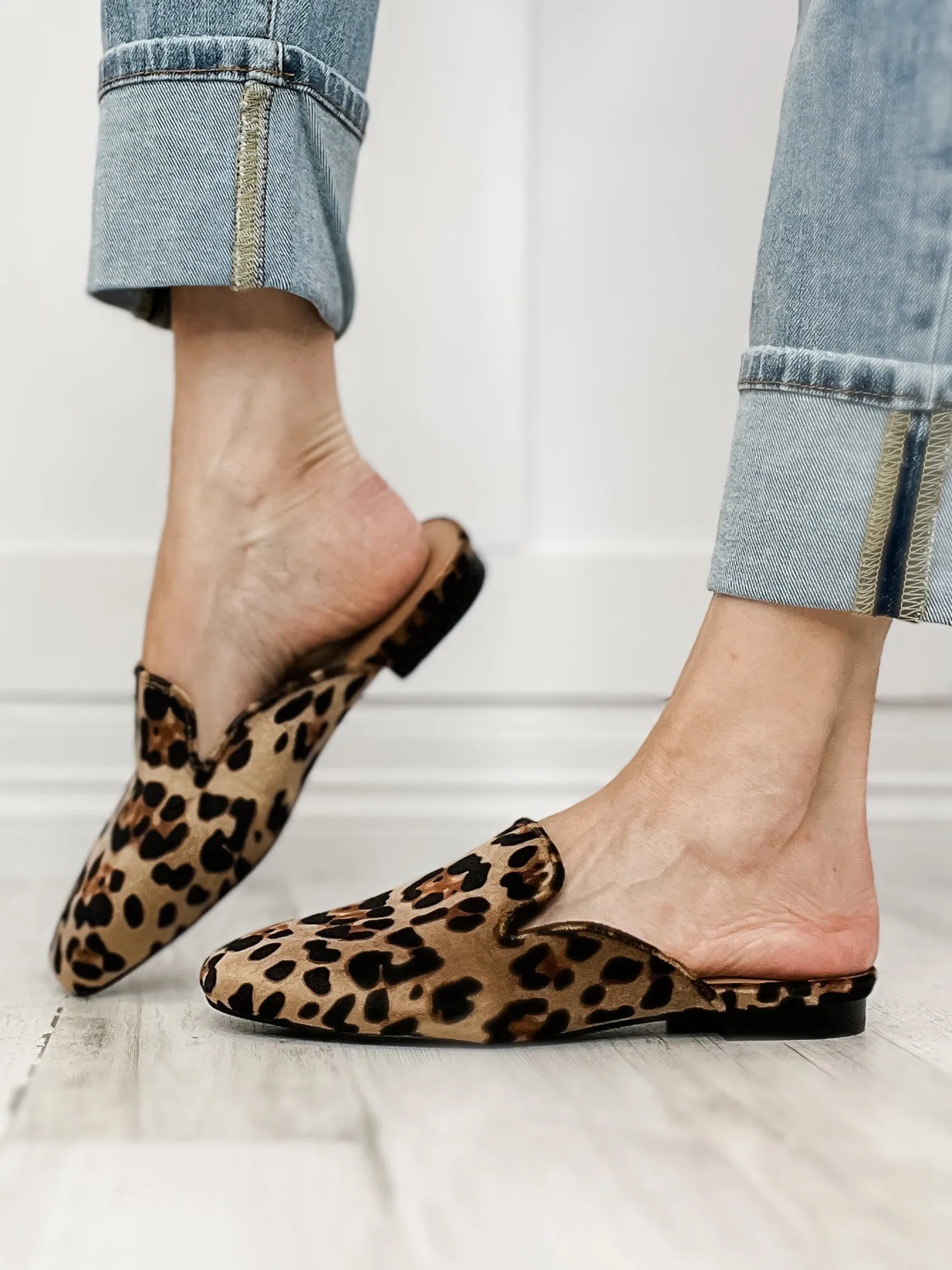 Corkys Spotlight Slip On Mule Shoes in Leopard Velvet