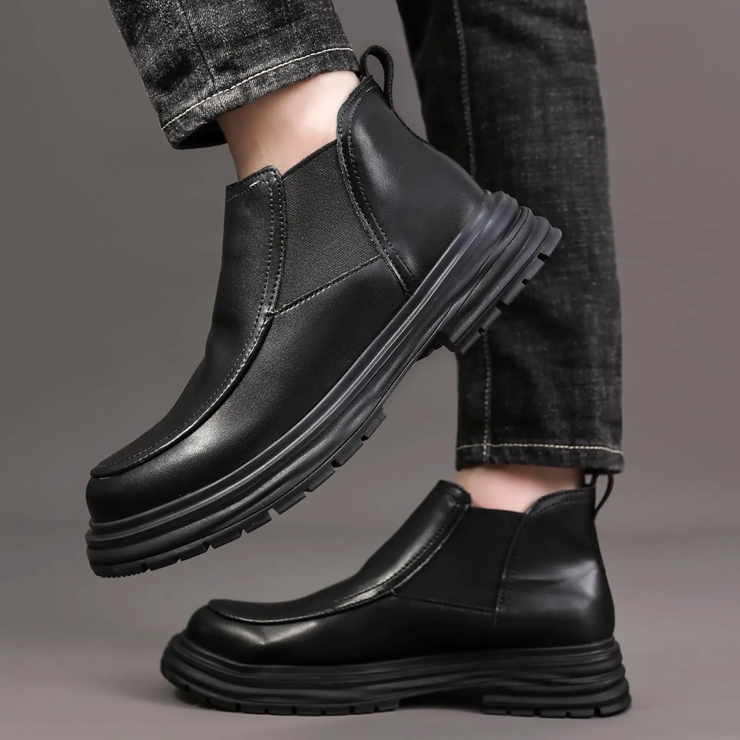 COSIDRAM Men's Casual Chukka Boots Fashion Oxford Ankle Boot Slip On Mid-Top Walking Business Dress Shoes