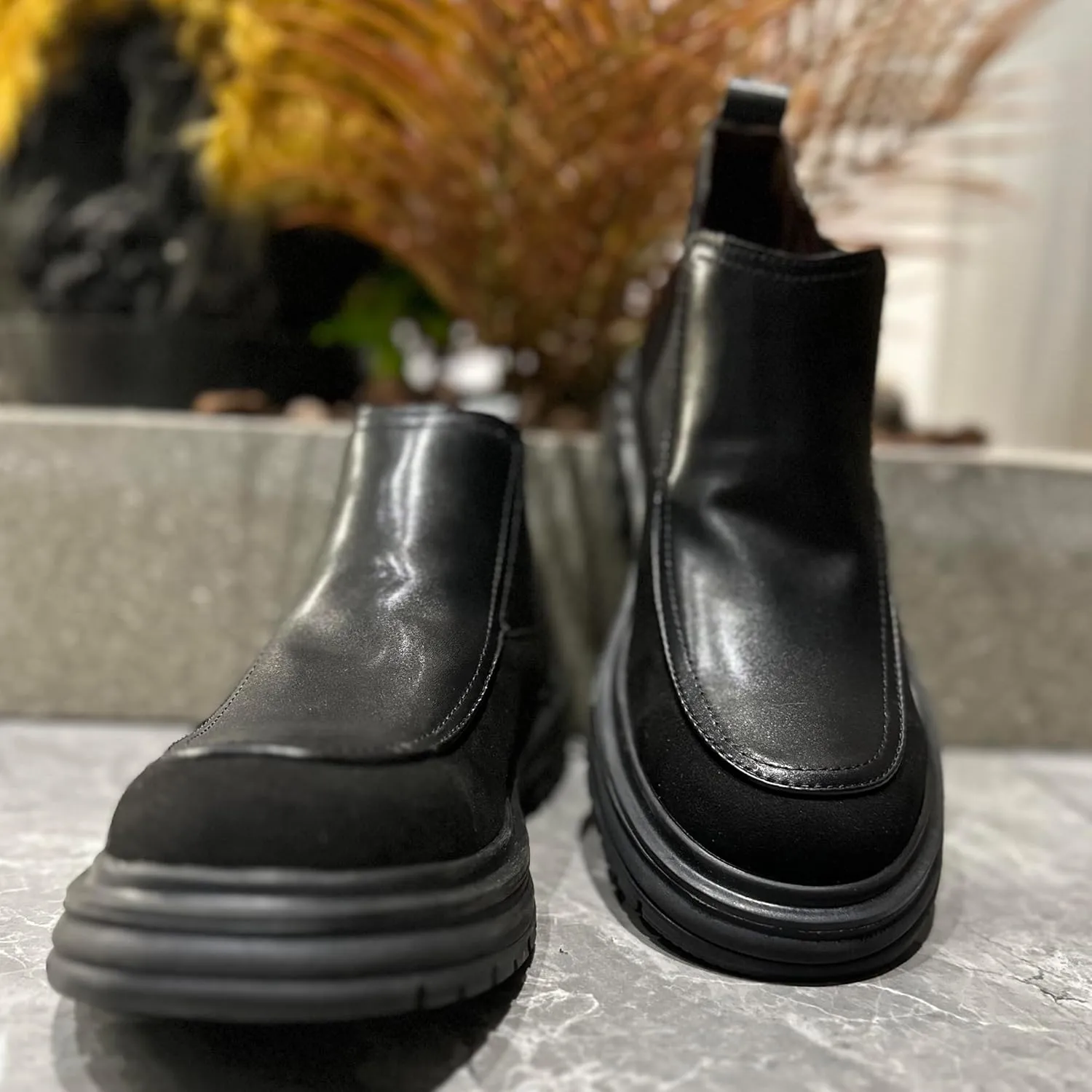 COSIDRAM Men's Casual Chukka Boots Fashion Oxford Ankle Boot Slip On Mid-Top Walking Business Dress Shoes