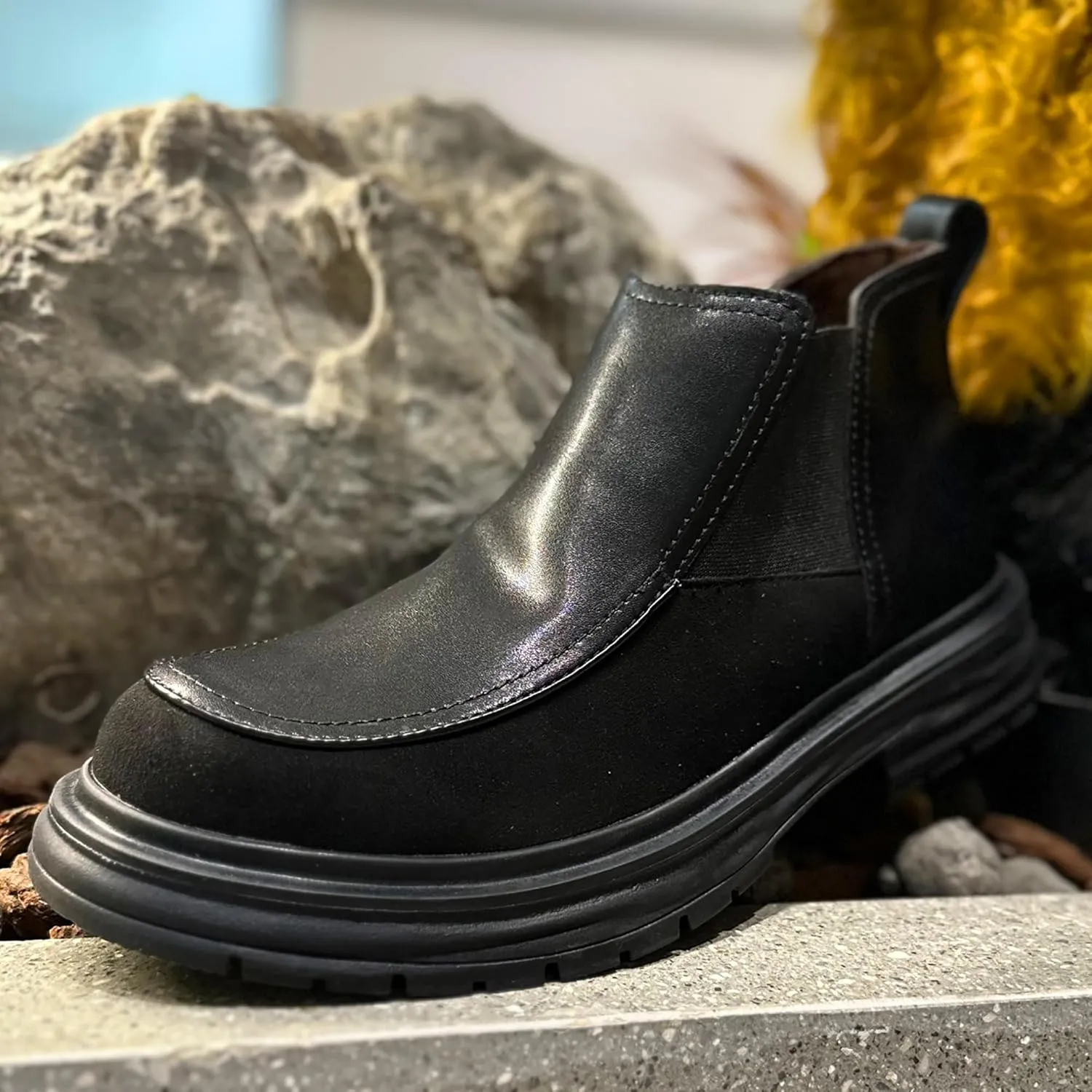 COSIDRAM Men's Casual Chukka Boots Fashion Oxford Ankle Boot Slip On Mid-Top Walking Business Dress Shoes