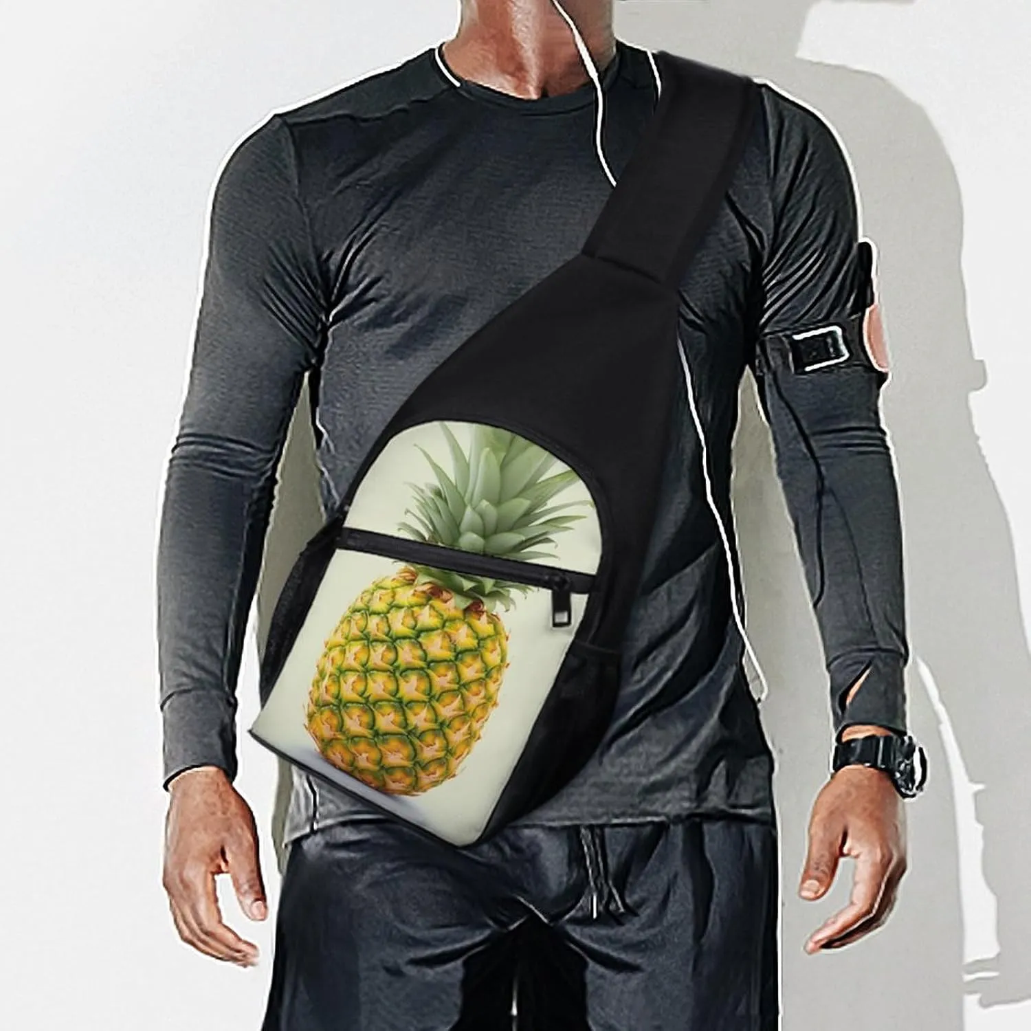 Crossbody Bag Travel Sling Bag for Men Small Sling Backpack Fresh Pineapple Chest Bag Shoulder Bag for Outdoor