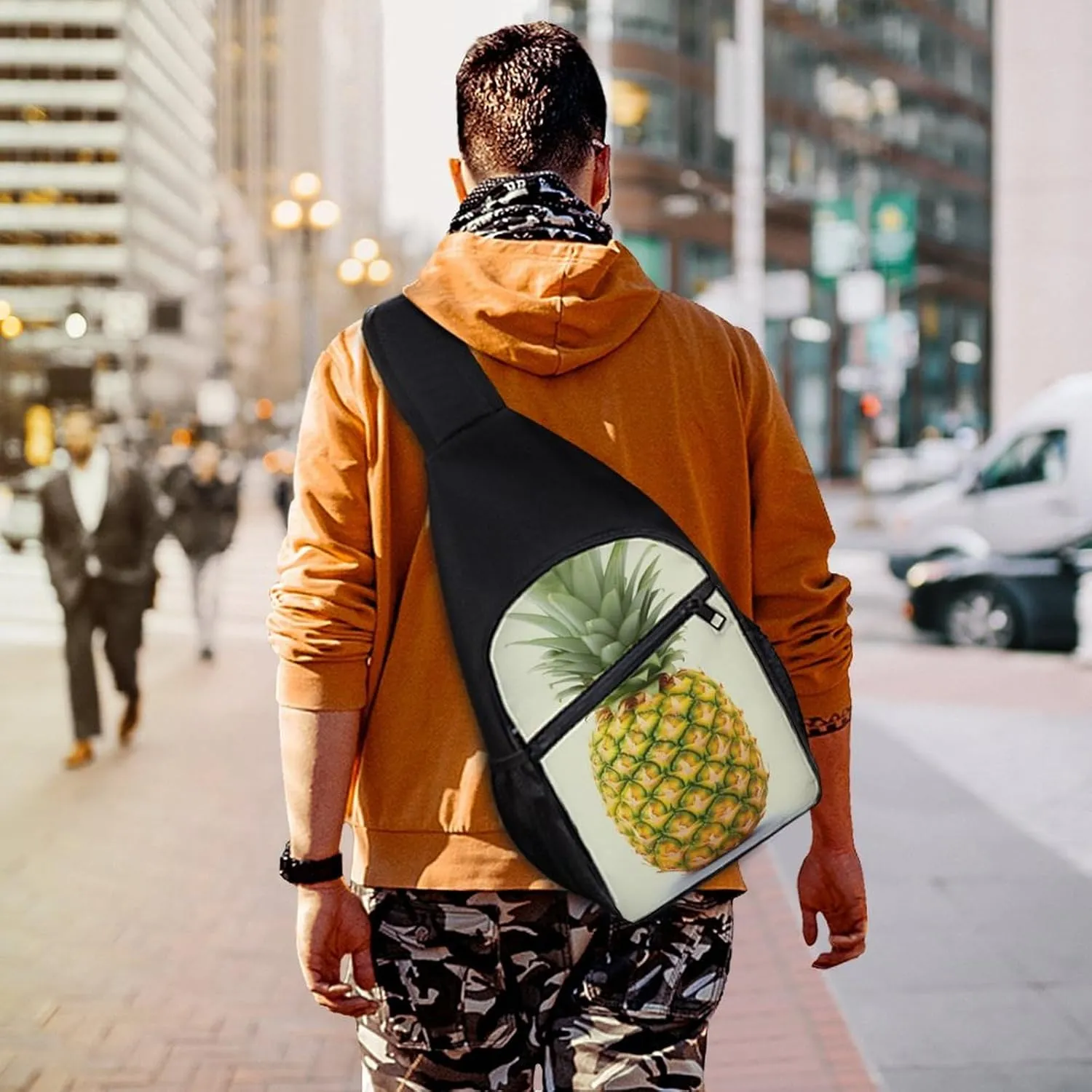 Crossbody Bag Travel Sling Bag for Men Small Sling Backpack Fresh Pineapple Chest Bag Shoulder Bag for Outdoor