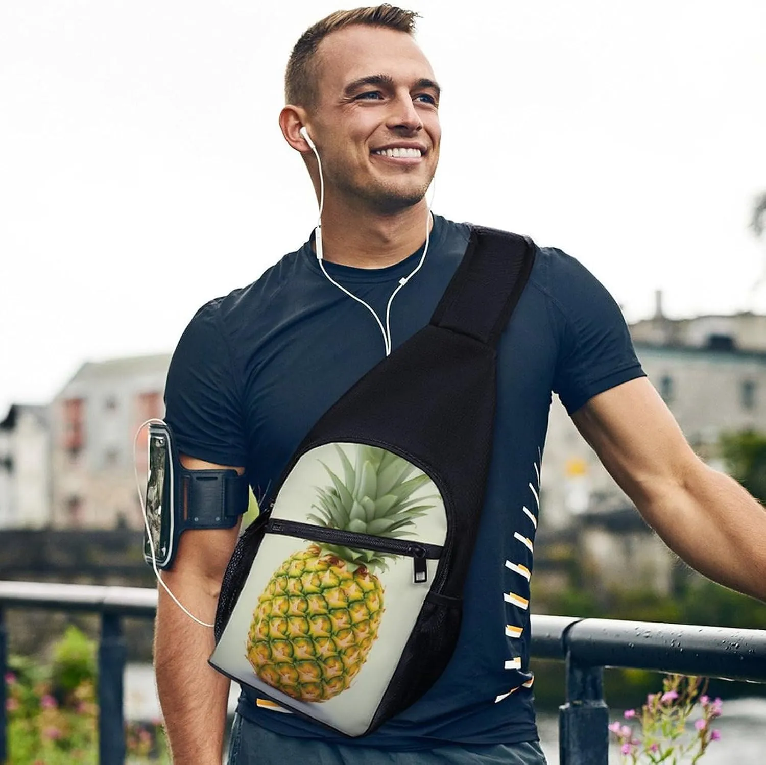 Crossbody Bag Travel Sling Bag for Men Small Sling Backpack Fresh Pineapple Chest Bag Shoulder Bag for Outdoor