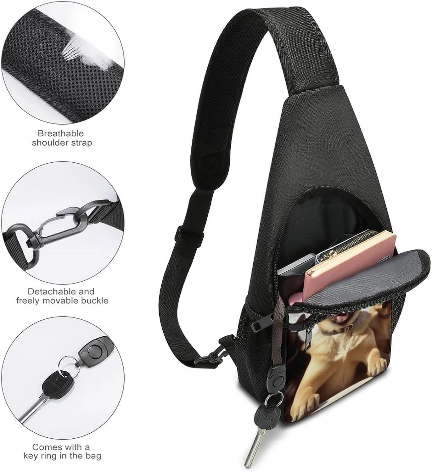Crossbody Bag Travel Sling Bag for Men Small Sling Backpack Pineapple Chest Bag Shoulder Bag for Outdoor