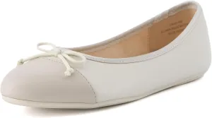 CUSHIONAIRE Women's Cardi Cap Toe Bow Flat with  Memory Foam and Wide Widths Available
