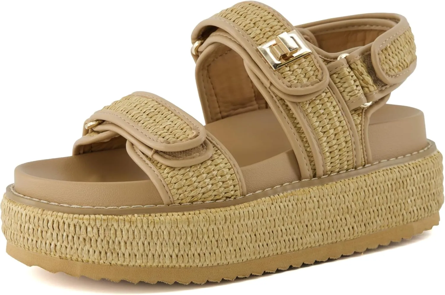 CUSHIONAIRE Women's Shore Raffia Platform Sandal With  Comfort, Wide Widths Available