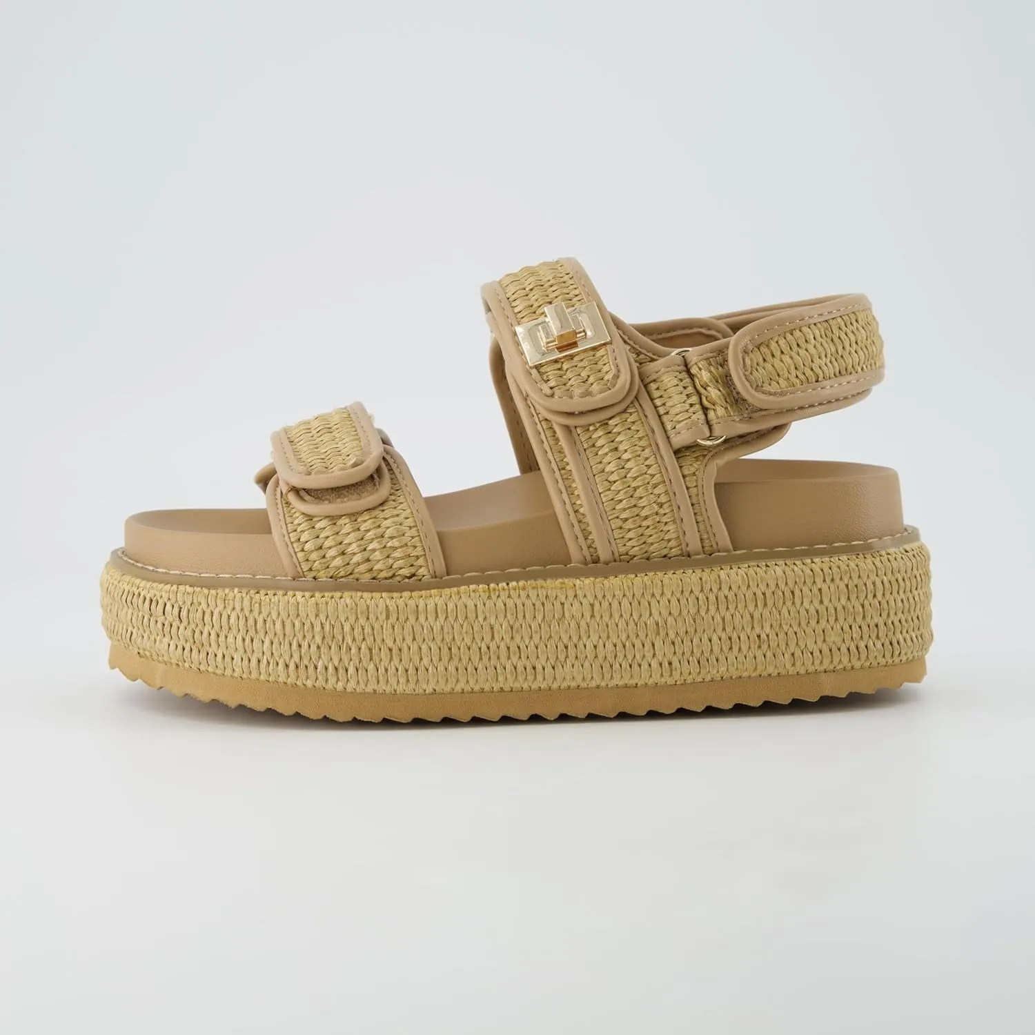 CUSHIONAIRE Women's Shore Raffia Platform Sandal With  Comfort, Wide Widths Available
