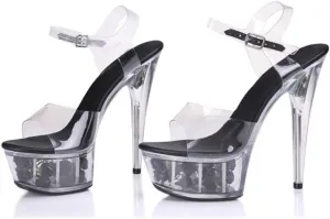 denova's Women's Patent 6in Very High Heel Platform Pole Dance Stiletto Sandal