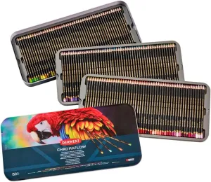 Derwent Chromaflow Pencils, Set of 150 in Tin, 3.5mm Round Core, Premium Core Strength, Blendable with Smooth Texture, Ideal for Drawing, Coloring & Layering, Professional Quality (2306263)
