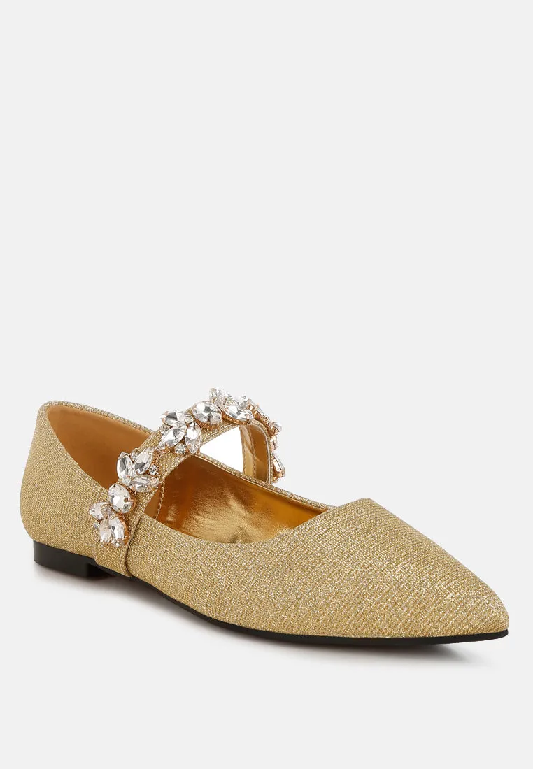 Diamante Brooch Glitter Ballerinas By MODE