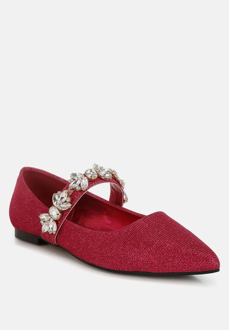 Diamante Brooch Glitter Ballerinas By MODE