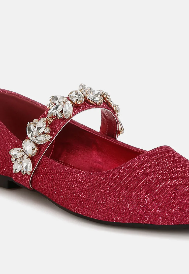 Diamante Brooch Glitter Ballerinas By MODE