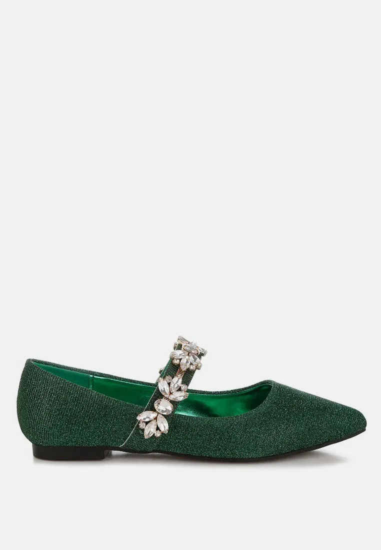 Diamante Brooch Glitter Ballerinas By MODE