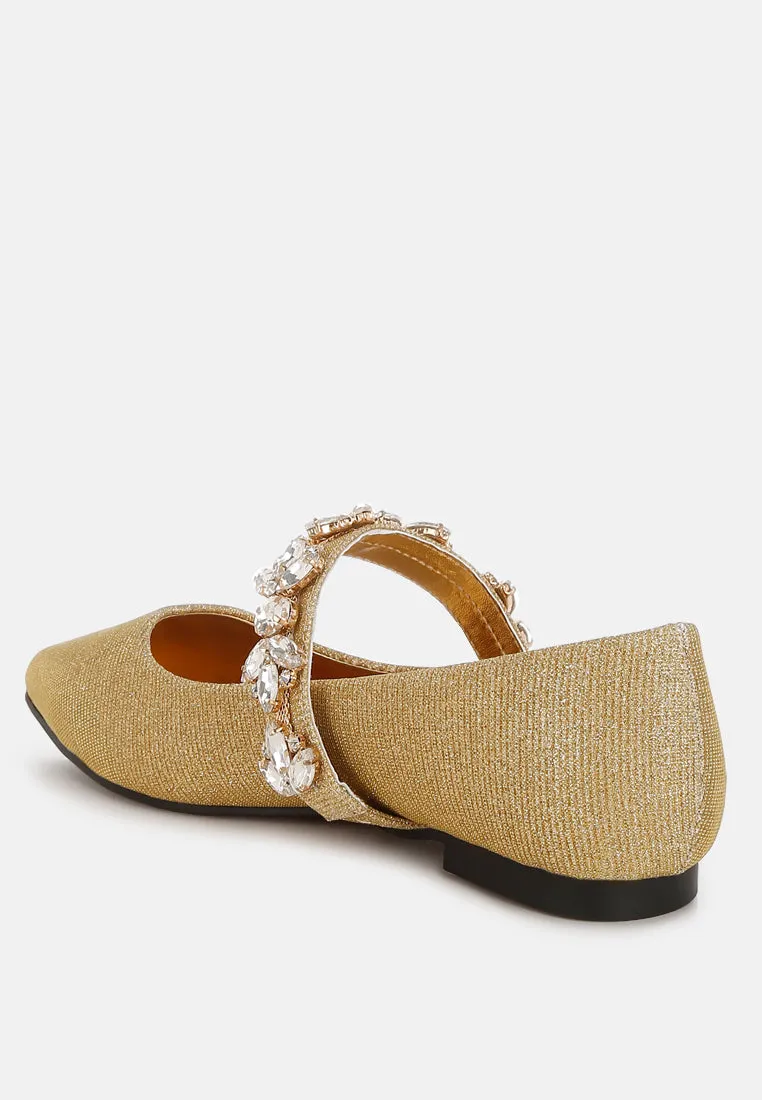 Diamante Brooch Glitter Ballerinas By MODE