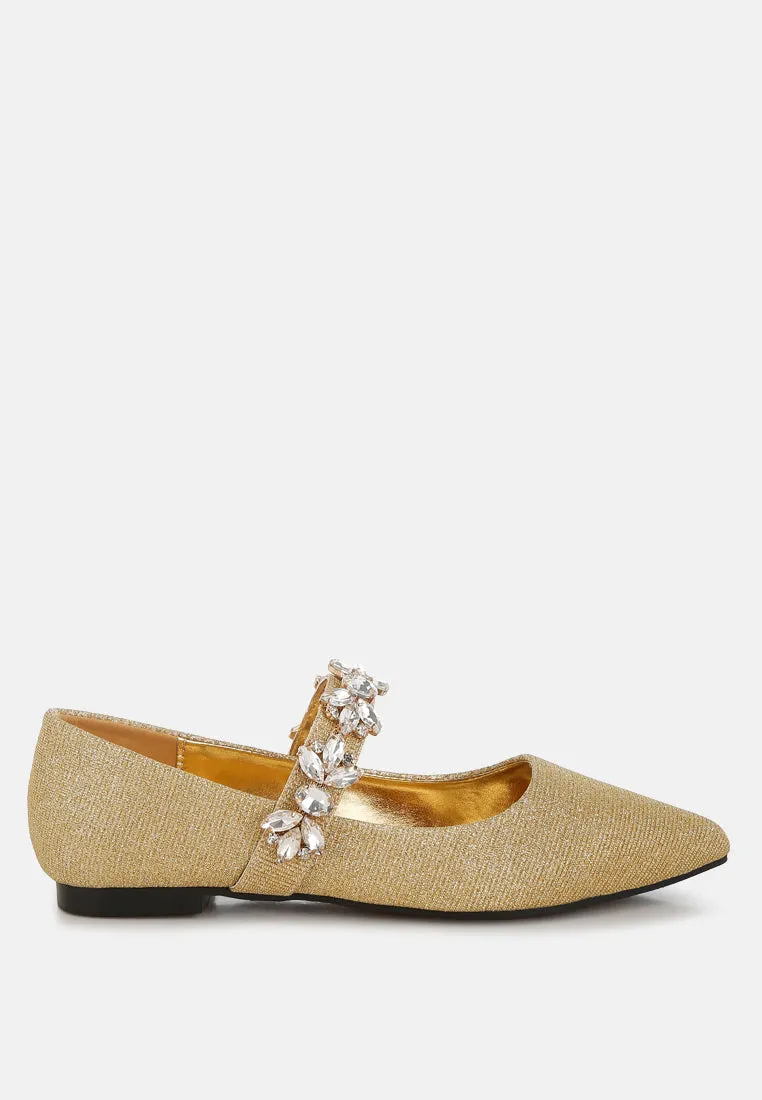 Diamante Brooch Glitter Ballerinas By MODE