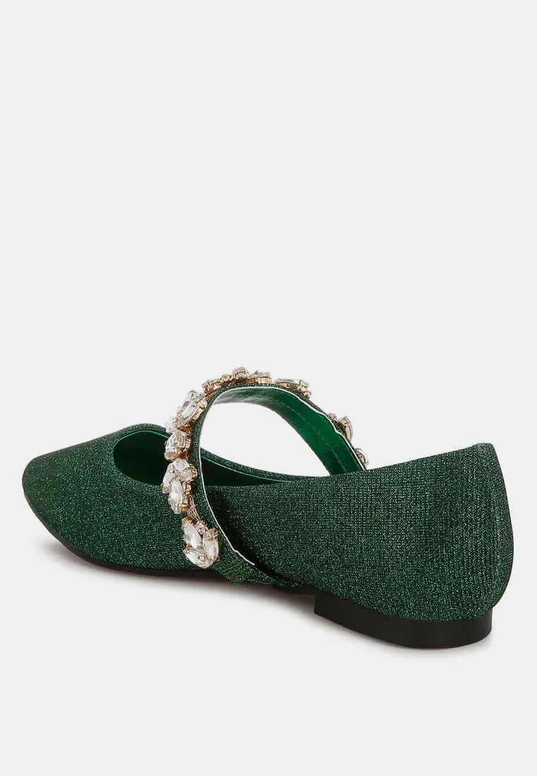 Diamante Brooch Glitter Ballerinas By MODE