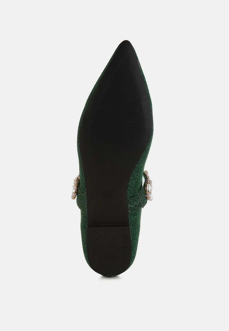 Diamante Brooch Glitter Ballerinas By MODE