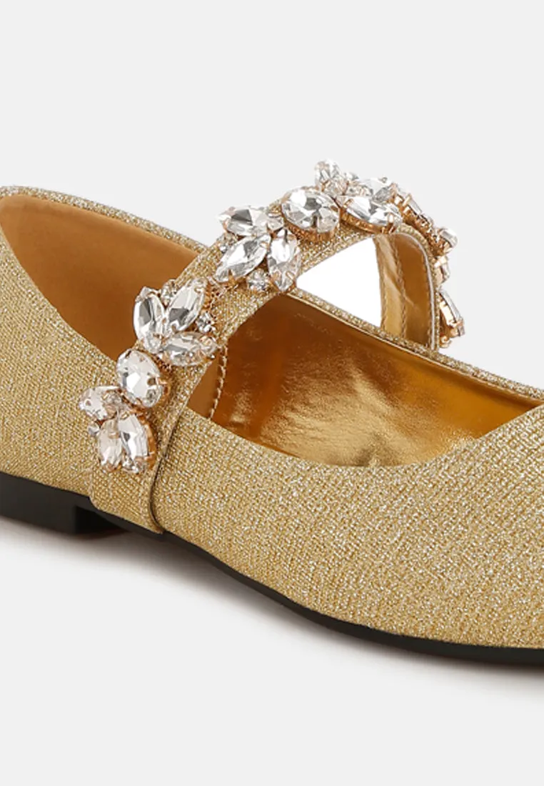 Diamante Brooch Glitter Ballerinas By MODE