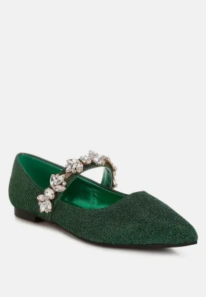 Diamante Brooch Glitter Ballerinas By MODE