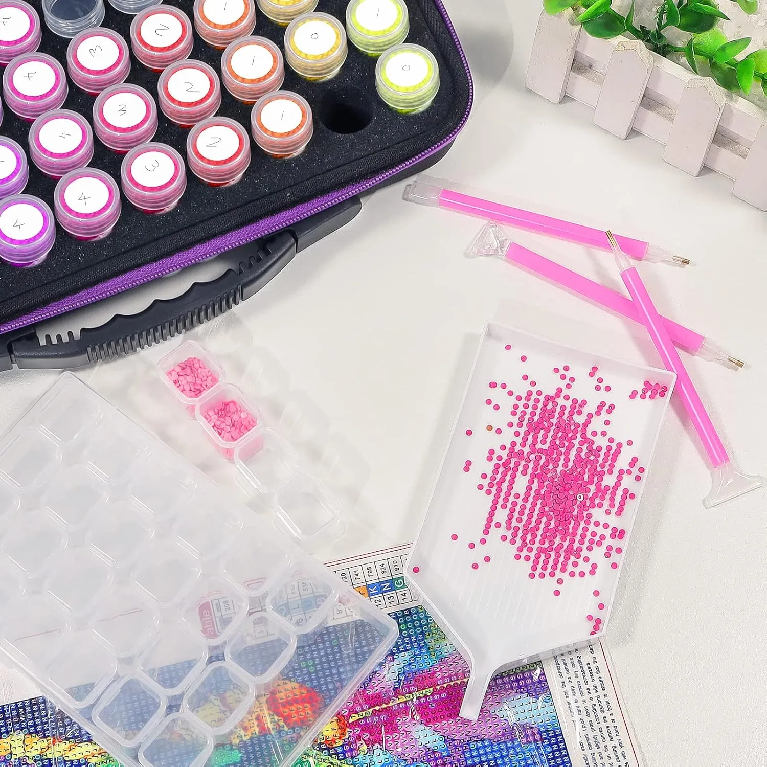 Diamond Painting Storage Containers,60 Slots Diamond Painting Accessories Kits Diamond Art Accessories and Tools for Craft Jewelry Rhinestones Bead Organizer
