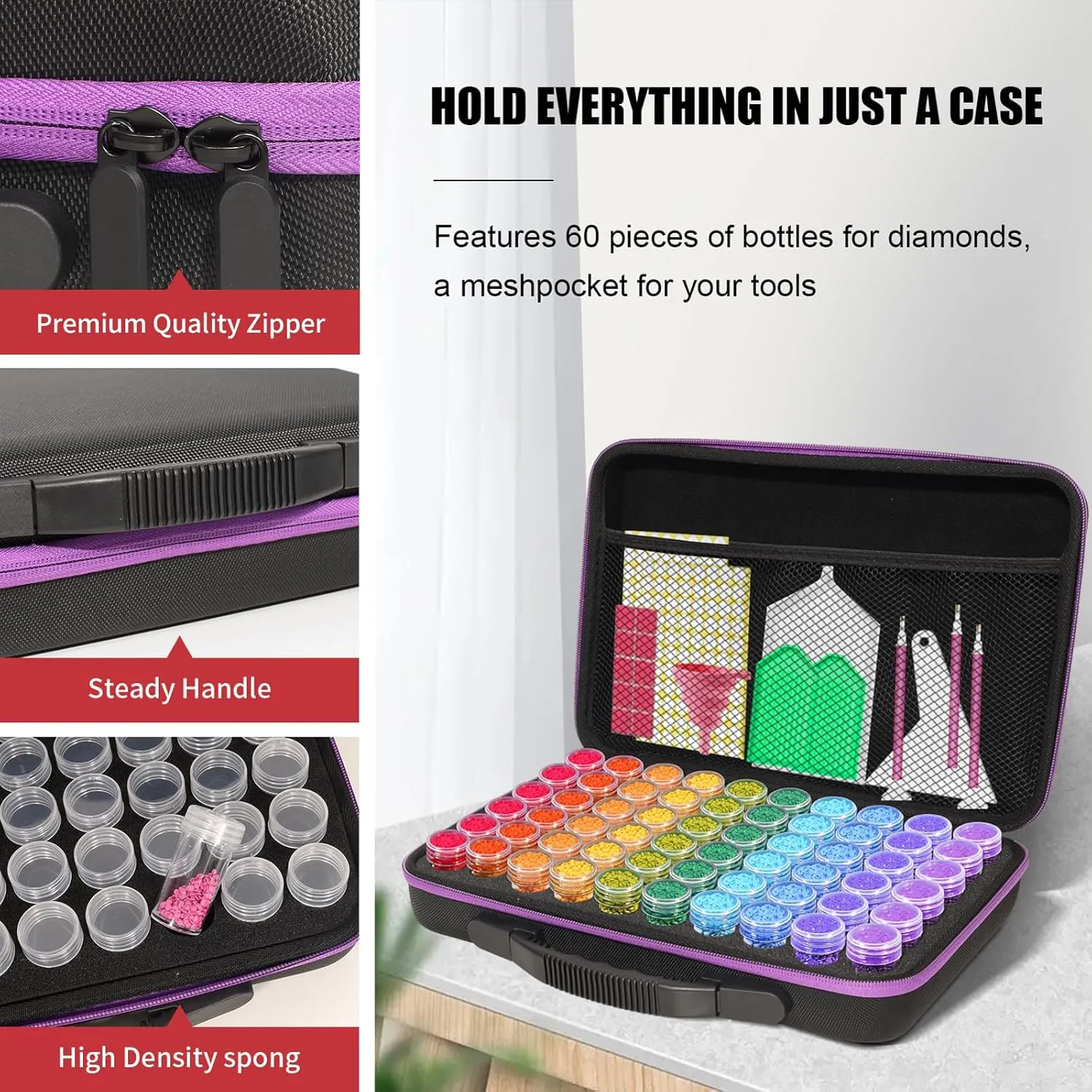 Diamond Painting Storage Containers,60 Slots Diamond Painting Accessories Kits Diamond Art Accessories and Tools for Craft Jewelry Rhinestones Bead Organizer