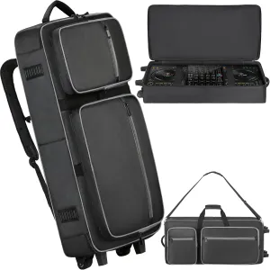 DJ Controller Case with Wheels Compatible with DDJ FLX10 / 1000 / 1000SRT / REV7 / REV5 / SC LIVE 4 / PRIME 2, Rolling DJ Soft Padded Bag Backpack with Multi-pocket for DJ Controller and Accessories