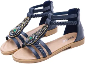 DKCHENH Ethnic Style Women's Summer Casual Vintage Sandals Flat Shoes Outdoor Shoes