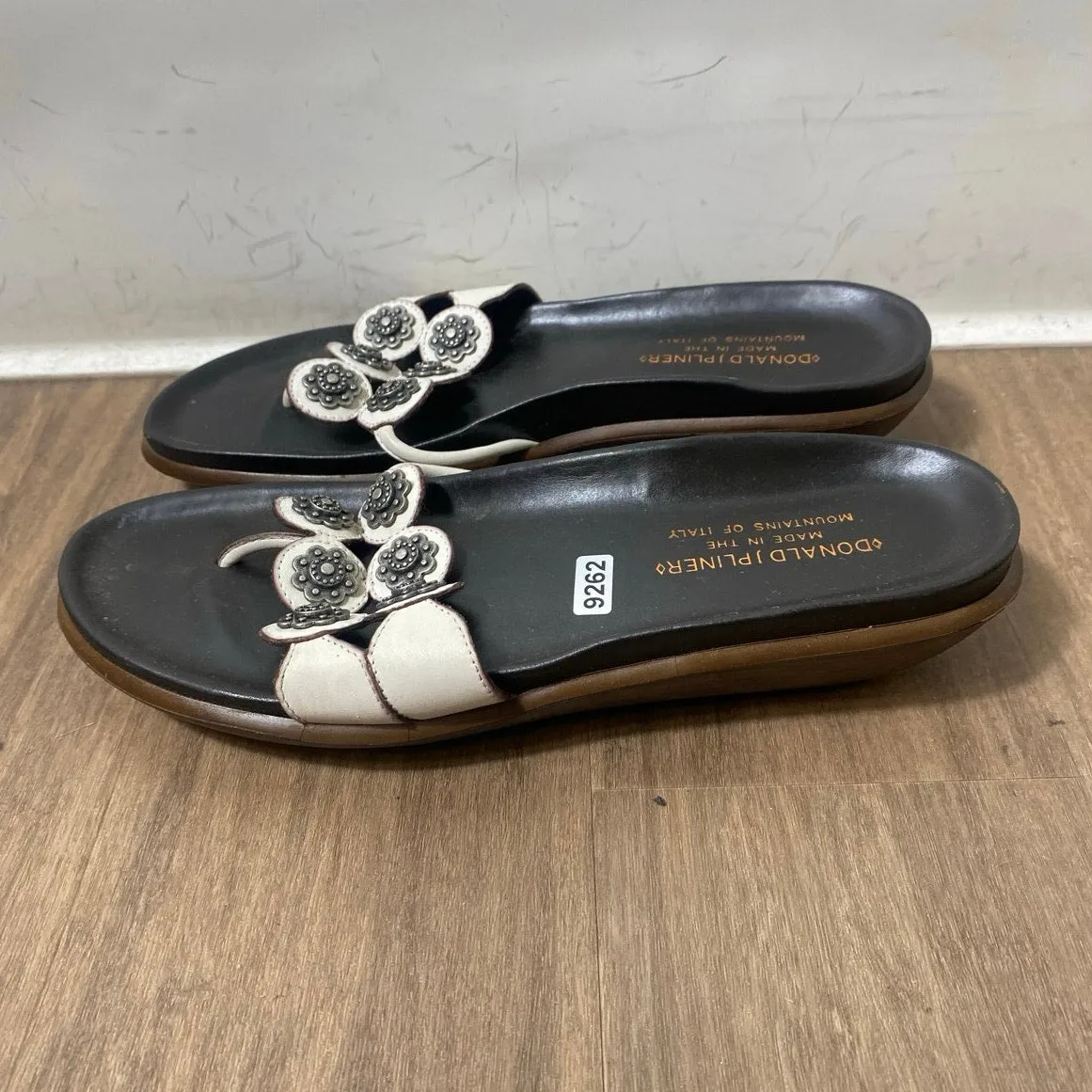 Donald J Pliner Brown White Leather Sandal Sz 8.5