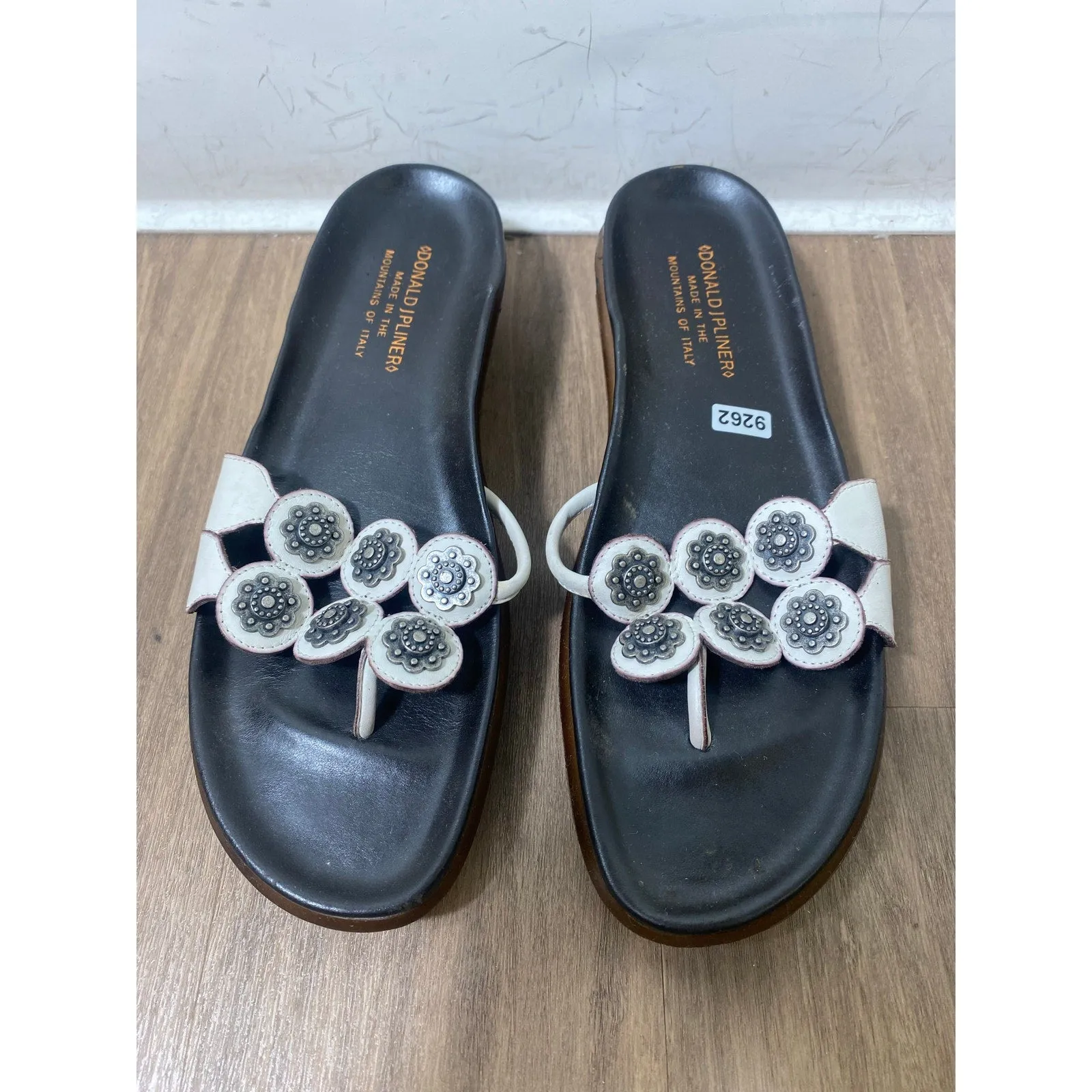 Donald J Pliner Brown White Leather Sandal Sz 8.5