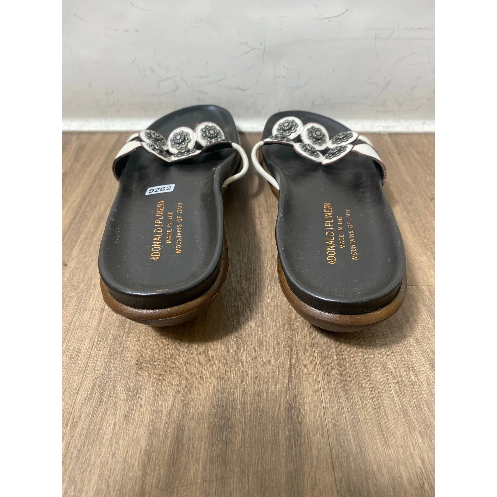 Donald J Pliner Brown White Leather Sandal Sz 8.5