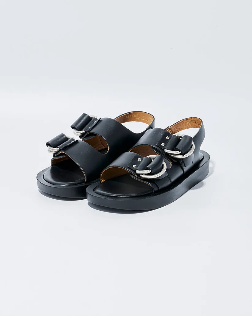 DOUBLE RING PLATFORM SANDALS BLACK