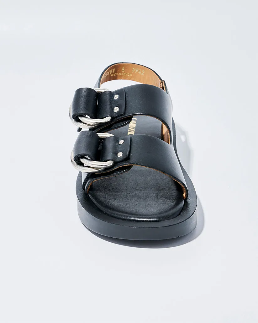 DOUBLE RING PLATFORM SANDALS BLACK