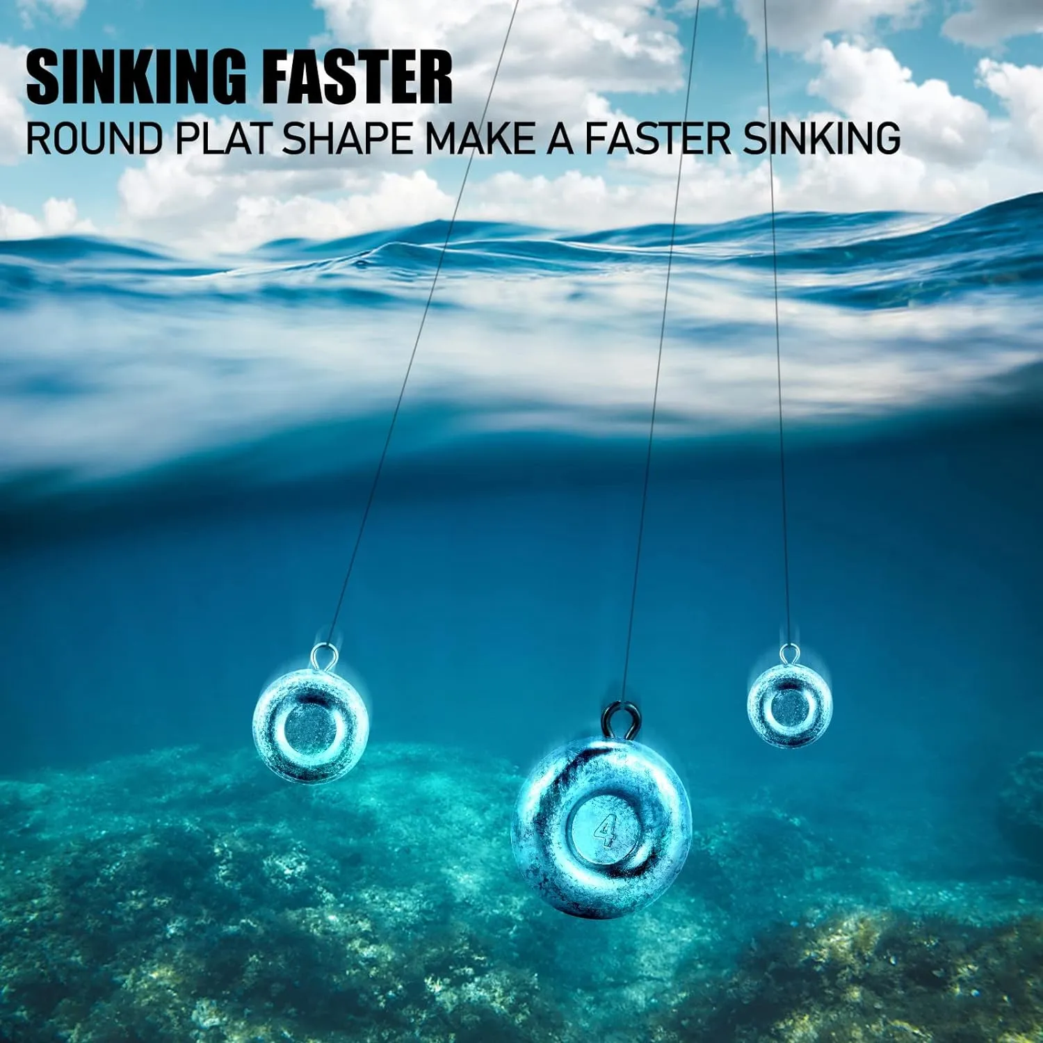 Dr.Fish Fishing Coin Sinkers Lead Fishing Weights Disc Weights No Roll Freshwater Saltwater River Bank Surf Fishing Catfishing
