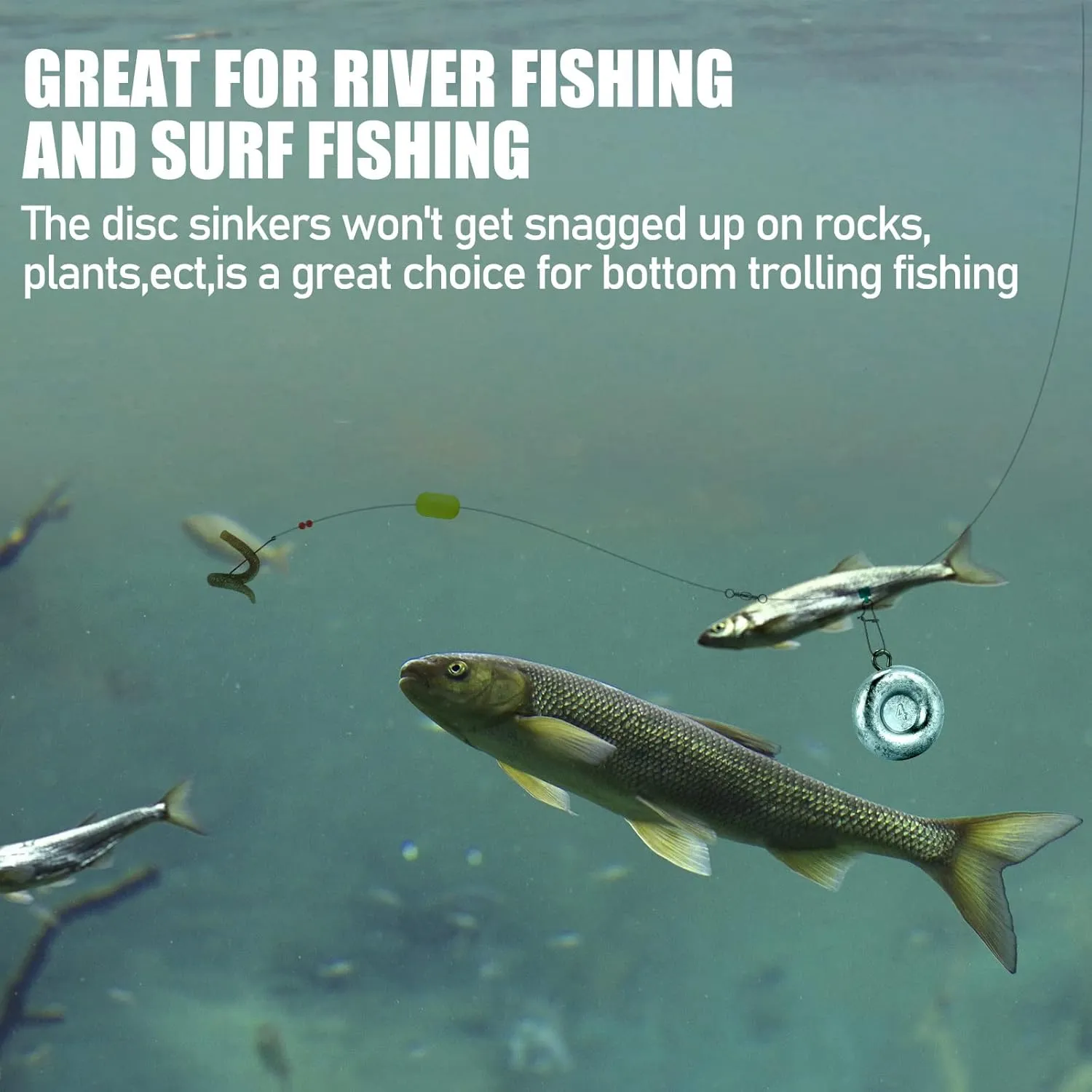 Dr.Fish Fishing Coin Sinkers Lead Fishing Weights Disc Weights No Roll Freshwater Saltwater River Bank Surf Fishing Catfishing
